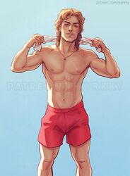  biceps billy_hargrove caucasian caucasian_male lifeguard looking_at_viewer male male_only mullet muscles muscular muscular_male myrkky pecs shirtless_male smooth_chest smooth_skin stranger_things 