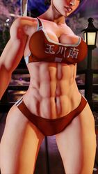  1girls 3d abdomen abs athletic athletic_female athletic_wear breasts cleavage female female_only front_view fully_clothed gym_clothes gym_shorts kanji medium_breasts muscular_female repinscourge sakura_kasugano screencap screenshot solo sports_bra sportswear stomach street_fighter street_fighter_v thick_legs thick_thighs thighs toned toned_female 