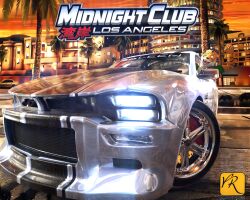  3d_(artwork) anthro beastars bengal_tiger bill_(beastars) blender_(artwork) blender_cycles_(artwork) building car cel_shading city cover_art digital_media_(artwork) excited felid fist fist_pump flatout_2 happy headlamp headlight hi_res lamp looking_at_viewer male mammal midnight_club muscle_car outside palm_tree pantherine parking_lot plant poster raised_arm rockstar_games shaded signature solo sports_car tiger tree vehicle vermilionrenderworks 
