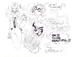  anthro arachnid arthropod black_nose blush blush_lines bouquet canid canine canis canon_couple cheek_tuft compliment diane_foxington dreamworks duo earpiece electronics english_text eyebrow_slit eyebrows facial_tuft female flower flower_bouquet fox group guiding head_tuft headphones heart_symbol hi_res inner_ear_fluff kyuuoku male male/female mammal microphone mr._wolf_(the_bad_guys) ms._tarantula_(the_bad_guys) mygalomorph open_mouth plant spider surprised tarantula text the_bad_guys trio tuft wolf yelling 