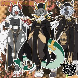  1:1 2026 3_toes 4_toes 5_fingers absol abstract_background anthro artist_name big_breasts blue_eyes book breasts censer chains claws clothed clothed_anthro clothed_female clothed_male clothing colored digital_media_(artwork) digitigrade eeveelution feet female fingers front_view frown full-length_portrait fur generation_2_pokemon generation_3_pokemon generation_5_pokemon gloves grey_body grey_hair group hair handwear hi_res holding_book holding_object humanoid_hands jewelry looking_at_viewer male medium_hair necklace nintendo nun nun_habit nun_outfit open_mouth open_smile outline pokemon pokemon_(species) portrait pose priest priest_robes red_body red_eyes religious_clothing serperior small_waist smile standing tattoorexy text toe_claws toes trio umbreon white_body white_clothing white_fur white_gloves white_handwear white_outline wide_hips yellow_body 