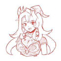  2023 artist_signature big_breasts breasts cygames dragalia_lost female frostfiresoul humanoid_mercury long_hair looking_at_viewer mercury_(dragalia_lost) nintendo safe_for_work sfw sketch white_background 