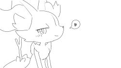  16:9 2023 ambiguous_gender anthro arm_tuft black_and_white blush blush_lines braixen cheek_tuft chest_tuft digital_media_(artwork) eyelashes facial_tuft generation_6_pokemon heart_symbol hi_res hurai_of_kaki inner_ear_fluff looking_at_viewer monochrome nintendo pokemon pokemon_(species) shoulder_tuft simple_background smile solo speech_bubble stick tuft unavailable_at_source white_background widescreen 