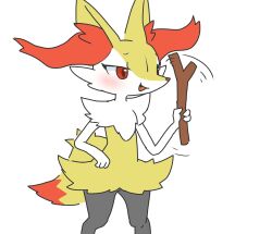  2023 3_fingers ambiguous_gender anthro arm_tuft black_body black_fur blush braixen cheek_tuft chest_tuft cute_fangs digital_media_(artwork) dipstick_tail emanata eyebrows eyelashes facial_tuft fangs fingers fur generation_6_pokemon hi_res holding_object hurai_of_kaki inner_ear_fluff markings nintendo open_mouth open_smile orange_body orange_eyes orange_fur orange_nose pokemon pokemon_(species) shoulder_tuft simple_background smile solo stick tail tail_markings teeth tuft unavailable_at_source white_background white_body white_fur yellow_body yellow_fur 