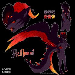  anthro canid canid_demon canine canis demon female fox hellhound horn hybrid mammal multi_eye mythological_canine mythological_creature mythology solo tekitourabbit_(artist) wings wolf 