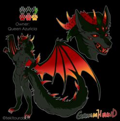  anthro canid canid_demon canine canis demon dragon female hellhound horn hybrid mammal membrane_(anatomy) membranous_wings mythological_canine mythological_creature mythological_scalie mythology scalie solo tail tekitourabbit_(artist) wings wolf 