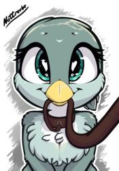  absurd_res animated anthro avian beak bedroom_eyes blush bouncing chest_tuft collar daww eyelashes feathered_wings feathers female friendship_is_magic fur gabby_(mlp) glistening glistening_eyes green_eyes grey_body grey_feathers grey_fur gryphon half-closed_eyes half-length_portrait hasbro heart_eyes heart_pupils heart_symbol hi_res leash leash_in_mouth looking_at_viewer my_little_pony mythological_avian mythological_creature mythology narrowed_eyes nottrevbe object_in_mouth portrait seductive semi-anthro short_playtime signature smile solo tuft wings yellow_beak young young_anthro 