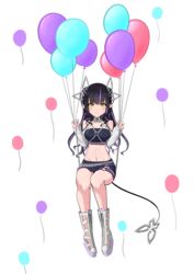  bad_id bad_pixiv_id balloon belt black_hair black_skirt black_tube_top blunt_bangs blush boots breasts cleavage closed_mouth clothing_cutout commentary_request crop_top cross-laced_footwear demon_girl demon_horns demon_tail female full_body grey_sweater highres horns jewelry kiyama_motonobu kojo_anna kojo_anna_(2nd_costume) lace-up_boots lace_trim long_hair looking_at_viewer medium_breasts midriff multicolored_hair nanashi_inc. navel official_alternate_costume pencil_skirt pointy_ears purple_belt purple_hair ring shoulder_cutout shrug_(clothing) simple_background skirt smile solo strapless sugar_lyric sweater tail transparent_background tube_top twintails two-tone_hair virtual_youtuber white_footwear yellow_eyes 