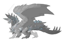  2022 alatreon ambiguous_gender blue_light blue_lights capcom claws digital_media_(artwork) elder_dragon feral hi_res machine metallic_body monster_hunter robot solo tail unfinished wings xezeno 