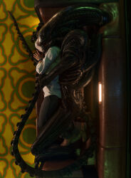  3d_(artwork) absurd_res alien alien:_isolation alien_(franchise) anthro apartment aureuswolf black_body blender_(artwork) claws clock clothing digital_media_(artwork) dorsal_tubes duo electronics exoskeleton faceless_character faceless_human faceless_male feet furniture glistening hand_holding hi_res high-angle_view hindpaw hug hugging_another hugging_from_behind human humanoid inside larger_male long_tail lying male male/male male_anthro male_human mammal on_sofa paws phone protective relaxing science_fiction size_difference smaller_male sofa spacecraft tail tail_spines teeth teratophilia toe_claws tube vehicle watch xenomorph xenophilia 