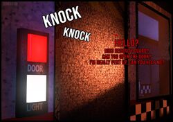  2021 3d_(artwork) checkered checkered_wall digital_media_(artwork) door english_text five_nights_at_freddy&#039;s inside metal_door not_furry offscreen_character question red_text scottgames source_filmmaker_(artwork) text window zentaisfm 