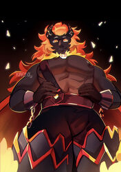  1boy 1male big_pecs capsaicin_cookie cookie_run cookie_run_kingdom fire kingidol male male_only muscular pecs 