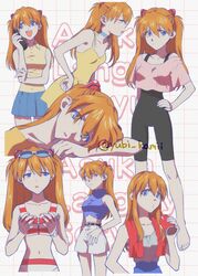  1girls asuka_langley_sohryu big_breasts blue_eyes breasts clothed clothing female female_only glasses long_hair neon_genesis_evangelion orange_hair souryuu_asuka_langley tagme yubi_kamii 