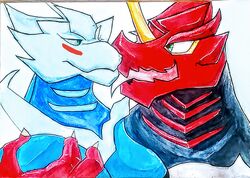  anthro bakugan bakugan_(battle_planet) breasts drago drago_(bakugan) dragon duo female hi_res licking love male male/female mythological_creature mythological_scalie mythology sairago sairus sairus_(bakugan) scalie sfw tagme tongue traditional_media_(artwork) 