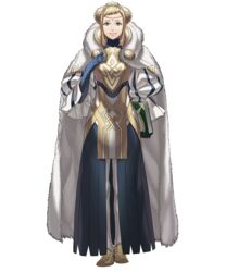  blonde_hair blue_gloves book braid braided_bun cape closed_mouth double_bun dress elbow_gloves female fire_emblem fire_emblem_heroes full_body fur_cape gloves gradient_hair green_eyes hair_bun hair_ornament henriette_(fire_emblem) highres holding holding_book jewelry kozaki_yuusuke lips looking_at_viewer multicolored_hair official_art pantyhose pink_hair puffy_sleeves sidelocks smile solo standing striped transparent_background turtleneck vertical_stripes white_pantyhose 