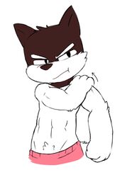  abs anthro biceps canid canine canis clothed clothing doggo_(undertale) domestic_dog flexing fur male mammal muscular muscular_anthro muscular_male oob simple_background solo topless undertale undertale_(series) underwear white_background 