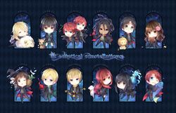  animal black_eyes black_hair blonde_hair blue_eyes book bow_(weapon) brown_eyes brown_hair chibi draco_malfoy fish flowers fred_weasley george_weasley ginny_weasley glasses gray_eyes green_eyes harry_james_potter harry_potter hat hermione_granger long_hair luna_lovegood microphone neville_longbottom petals red_hair ron_weasley seifuku short_hair sleeping sword water weapon yuuna_minato 