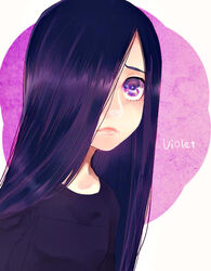  bad_id bad_pixiv_id character_name female frown hair_over_one_eye lips long_hair purple_eyes purple_hair sad solo the_incredibles violet_parr yokotn 