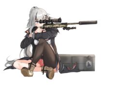  aiming asymmetrical_legwear bipod blue_eyes boots c14_(girls&#039;_frontline) c14_timberwolf case clov3r female girls&#039;_frontline gun highres holding holding_gun holding_weapon indian_style long_hair mismatched_legwear rifle scope short_shorts shorts single_thighhigh sitting sniper_rifle solo suppressor thighhighs trigger_discipline very_long_hair weapon white_background white_hair 