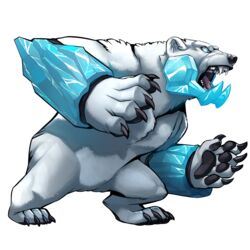  1:1 absurd_res action_pose alpha_channel angry avoid_posting bear elranno etalus feral hi_res ice male mammal official_art open_mouth paws pose prosthetic rivals_of_aether simple_background solo teeth_showing transparent_background 