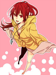  bad_id bad_pixiv_id commentary_request female free! jacket long_hair matsuoka_gou nekoshiro ponytail red_eyes red_hair smile solo whistle 