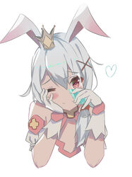  alcohol animal_ears bad_id bad_pixiv_id bare_shoulders closed_mouth crown cup dress drinking_glass female fox_ears gloves hair_between_eyes hair_ornament heart highres holding holding_cup honkai_(series) honkai_impact_3rd lan_(a1553274327) looking_at_viewer one_eye_closed pink_dress pink_hair side_ponytail simple_background smile solo theresa_apocalypse theresa_apocalypse_(sakuno_rondo) white_background white_gloves white_hair wine wine_glass 