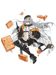  bad_source boots dress female food_fantasy full_body grey_hair hanagata hardtack hardtack_(food_fantasy) hat highres horns jacket long_hair looking_at_viewer official_art orange_eyes pale_skin platform_footwear second-party_source thighhighs transparent_background 