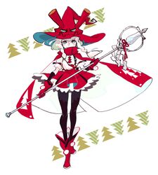  akita_prefecture black_legwear boots braid commentary_request contest_winner female hat magical_girl mahou_shoujo_taisen mahou_shoujo_taisen_contest_2 maio_(space_jct) official_art pantyhose staff tree twin_braids 