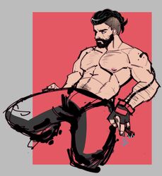  1boy 1male abs agent_p-3 atomic_heart bara beard biceps bulge facial_hair gay hairy hairy_arms hairy_chest hi_res highres male male_focus male_only male_pubic_hair muscular muscular_male nipples no_visible_genitalia solo solo_male tagme vapedrone 