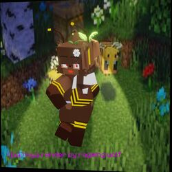  1girls 3d artist_name bear bee_costume bia_prowell_(slipperyt) blush breasts collar curvy curvy_body curvy_figure female female_focus happy horny_female humanoid large_breasts looking_at_viewer looking_back microsoft mine-imator minecraft minecraft_(series) mojang outside png rageing_wolf red_eyes showing_off tagme 