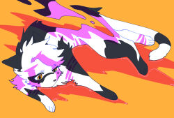  abstract animal animal_focus blood commentary_request full_body highres implied_death neko_gokoro no_humans pink_blood short_hair simple_background solo surreal swiftpaw tail the_prophecies_begin warrior_cats yellow_background yellow_eyes 