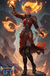  ai_generated chandra_nalaar fire magic_the_gathering red_eyes red_hair touchfluffytails 