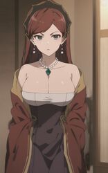  1girls ai_generated big_breasts breasts busty cleavage dress female grey_eyes hilda_boreas_greyrat large_breasts long_hair mature mature_female mature_woman milf mushoku_tensei red_hair solo voluptuous 