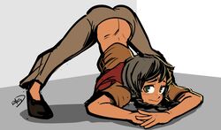  adventurer ass ass_focus ass_up back backless_outfit big-d black_hair blush blushing brown_body brown_shirt brown_skin butt butt_focus butt_up cape cute cute_expression dark_hair embarrassed embarrassed_female embarrassing embarrassment female female_only flustered green_eyes hair jack-o_pose jackochallenge legs legs_apart legs_spread lona(lonarpg) lona_falldin_(lonarpg) lonarpg medium_ass medium_butt medium_hair no_bra no_panties pants ponytail ponytails pose posing shirt shirt_down shoes wholesome 