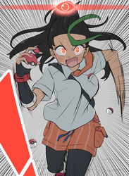  1girls alpha_pok&eacute;mon clothed_female cute_fang dark-skinned_female female fully_clothed game_freak horny imminent_sex kurachi_mizuki nemona_(pokemon) nintendo orange_shorts pokeball pokemon pokemon_sv running running_at_viewer school_uniform schoolgirl sharp_tooth solo sweat thirsty white_shirt yandere 