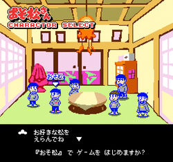  6+boys brothers character_select commentary_request fake_screenshot hood hoodie male_focus matsuno_choromatsu matsuno_ichimatsu matsuno_jyushimatsu matsuno_karamatsu matsuno_osomatsu matsuno_todomatsu migita multiple_boys osomatsu-kun osomatsu-san osomatsu_(series) photoshop_(medium) pixel_art sextuplets siblings table translation_request 