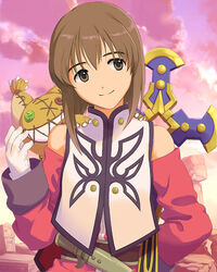  anise_tatlin anise_tatlin_(cosplay) annindoufu_(oicon) bob_cut brown_eyes brown_hair company_connection cosplay detached_sleeves female gloves hagiwara_yukiho idolmaster idolmaster_(classic) idolmaster_cinderella_girls official_art scan short_hair smile solo tales_of_(series) tales_of_the_abyss tokunaga_(tales) 