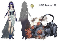  asymmetrical_clothes breasts character_name choker cleavage commentary dark_persona enemy_vessel_(warship_girls_r) eyepatch female from_behind gloves graphite_(medium) highres liyou-ryon looking_at_viewer maid medium_breasts photoshop_(medium) purple_hair reference_sheet renown_(warship_girls_r) thigh_strap traditional_media warship_girls_r yellow_eyes 