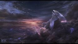  2020 black_bars canid canine canis day detailed_background digital_media_(artwork) feathered_wings feathers fur hi_res mammal night outside sky solo star starry_sky tatiilange white_body white_fur wings wolf 