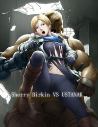  blonde_hair blue_eyes breasts female looking_at_viewer navel open_mouth resident_evil resident_evil_6 sherry_birkin short_hair thor_(deep_rising) zombie 