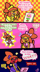  bandage_on_nose blush canid canine canis chaos-force clothing computer domestic_dog dress euphemism female girly hi_res laptop mammal painting_(object) pink_bow pink_clothing pink_dress plushie self_search singing solo terri_cherribottom toonkind toony 