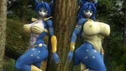  16:9 3d_(artwork) abs anthro ass back_to_back big_breasts big_butt blue_body blue_eyes blue_fur blue_hair breasts canid canine choker clothed clothing curvy_figure daughter_(lore) digital_media_(artwork) duo ear_piercing ear_ring fan_character female fingernails forest fox fur gold_(metal) gold_jewelry grass hair hand_on_object hi_res huge_breasts jewelry krystal&#039;s_mom krystal_(star_fox) leaf leotard looking_at_another looking_at_viewer mammal mature_female mother_(lore) mother_and_child_(lore) mother_and_daughter_(lore) muscular muscular_anthro muscular_female muscular_thighs nails necklace neckwear nintendo parent_(lore) parent_and_child_(lore) parent_and_daughter_(lore) partially_clothed partially_clothed_anthro partially_clothed_female piercing plant ring_piercing sanguine_paladin seductive shoulder_pads source_filmmaker_(artwork) standing star_fox thick_thighs tree warfare_krystal warfare_machine white_body white_fur widescreen wood wristband 