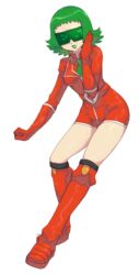  bryony_(pokemon) commentary english_commentary full_body gloves green_hair highres lipstick long_sleeves makeup pinkgermy pokemon pokemon_xy red_gloves short_hair solo team_flare team_flare_uniform transparent_background uniform 