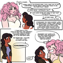  alternate_universe chubby_female comic comic_page connie_maheswaran curvy_female dark-skinned_female indian_female pink_hair rose_quartz_(steven_universe) santan999 steven_universe 