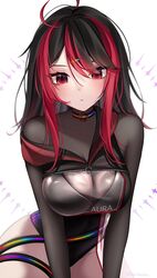  big_breasts choker gx_aura looking_at_viewer opera_(browser) opera_gx red_eyes red_hair virtual_youtuber vtuber 