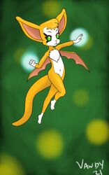  5:8 anthro bat chest_tuft dust:_an_elysian_tail female fidget_(elysian_tail) flying fur hi_res leg_markings magic mammal markings navel nimbat orange_body orange_fur socks_(marking) tuft vandy wings yellow_body yellow_fur 