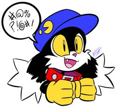  2022 4_fingers absurd_res bandai_namco big_collar black_arms black_body black_fur blue_clothing blue_hat blue_headwear clothed clothing collar dialogue digital_media_(artwork) dipstick_ears domestic_cat ear_markings felid feline felis fingers fist fur gloves grawlixes handwear hat headgear headwear hi_res klonoa klonoa_(series) long_ears male mammal multicolored_ears open_mouth open_smile outcastcomix oversized_collar pac-man pac-man_(series) pink_nose profanity red_collar signature simple_background smile solo speech_bubble teeth tongue white_background white_body white_fur yellow_clothing yellow_gloves yellow_handwear 