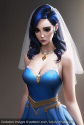  1girls ai_generated alexandhotdogai ballroom blank_eyes blank_stare blue_eyes blue_hair caitlyn_kiramman cleavage fake_art female female_only gigantic_breasts goth head_tilt huge_breasts hypnosis league_of_legends married roleplay sad solo stable_diffusion wedding wedding_dress wedding_ring wedding_veil wife 