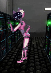  2024 absurd_res blue_eyes digital_drawing_(artwork) digital_media_(artwork) emoji female hi_res humanoid kerfur_omega_(votv) looking_at_viewer machine multicolored_body pink_body robot robot_humanoid solo tabaarus voices_of_the_void 