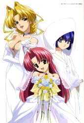  absurdres dress highres kamishiro_rin kazetsubaki_kuriko maburaho miyama_yuuna wedding_dress 